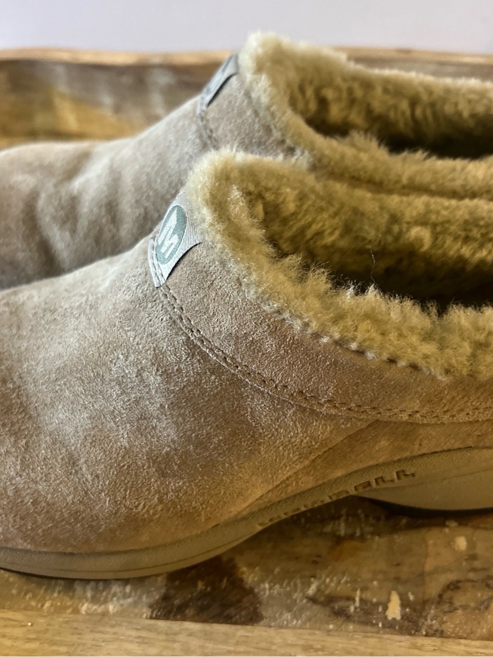 Merrell Women's Tan Suede Slip-On Clog Mules - Picture 6 of 12